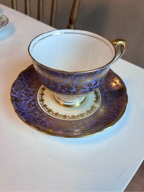 Royal stafford Purple and Gold Porcelain Teacup & Saucer